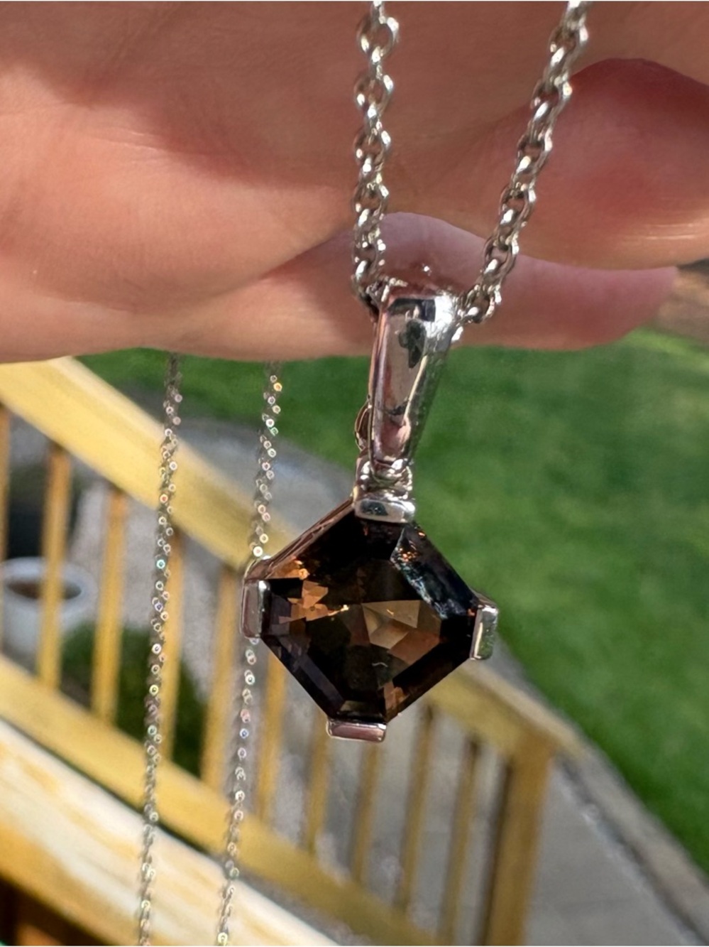 Smoky Quartz Pendant on Sterling Silver Chain 18 inches
